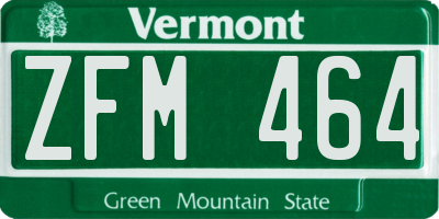VT license plate ZFM464