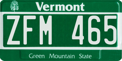 VT license plate ZFM465