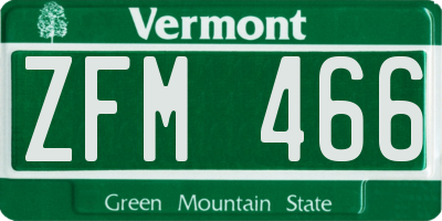 VT license plate ZFM466