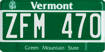 VT license plate ZFM470