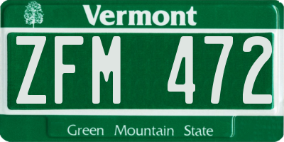 VT license plate ZFM472