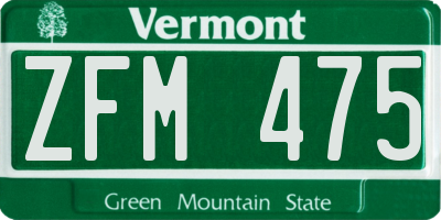 VT license plate ZFM475