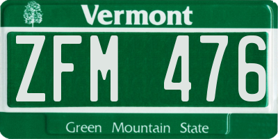 VT license plate ZFM476