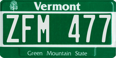VT license plate ZFM477