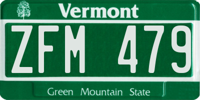 VT license plate ZFM479