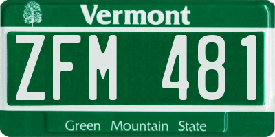 VT license plate ZFM481