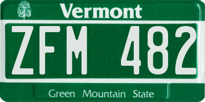 VT license plate ZFM482