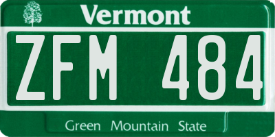 VT license plate ZFM484