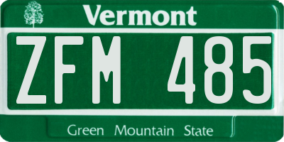 VT license plate ZFM485