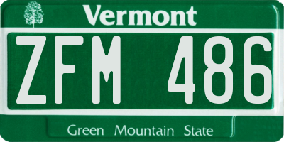 VT license plate ZFM486