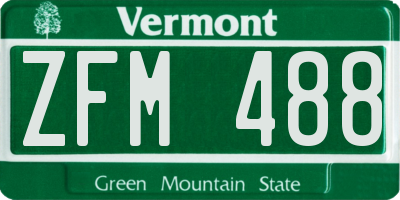 VT license plate ZFM488