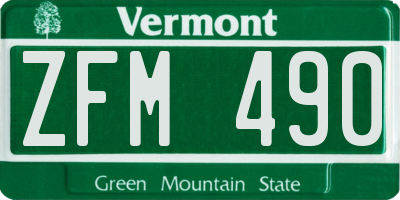 VT license plate ZFM490