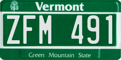 VT license plate ZFM491