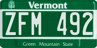 VT license plate ZFM492