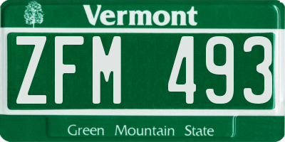 VT license plate ZFM493