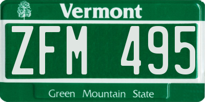 VT license plate ZFM495