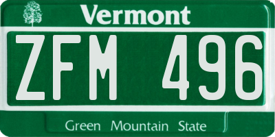 VT license plate ZFM496