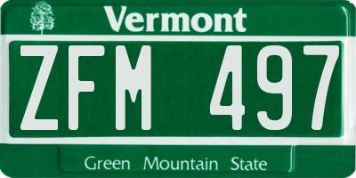 VT license plate ZFM497