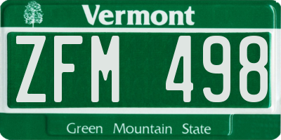 VT license plate ZFM498
