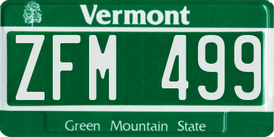 VT license plate ZFM499