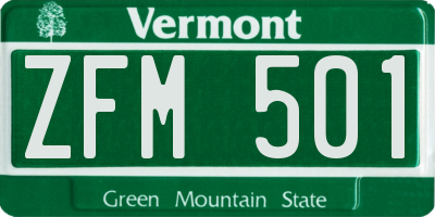 VT license plate ZFM501