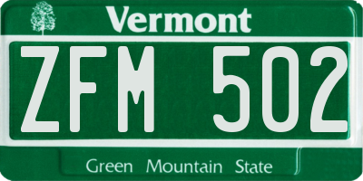 VT license plate ZFM502