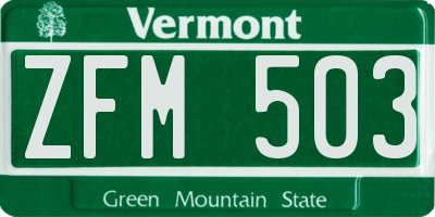 VT license plate ZFM503