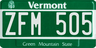 VT license plate ZFM505