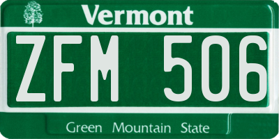 VT license plate ZFM506