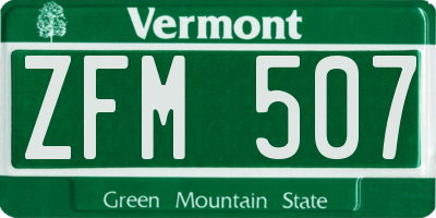 VT license plate ZFM507