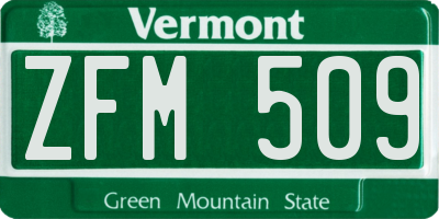 VT license plate ZFM509