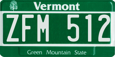 VT license plate ZFM512