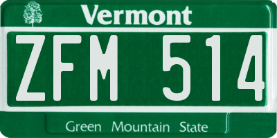 VT license plate ZFM514