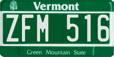VT license plate ZFM516