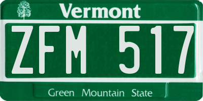 VT license plate ZFM517