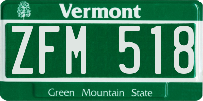 VT license plate ZFM518