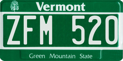 VT license plate ZFM520