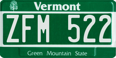 VT license plate ZFM522