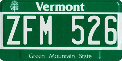 VT license plate ZFM526