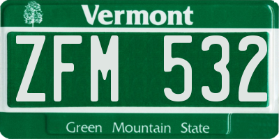 VT license plate ZFM532
