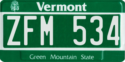 VT license plate ZFM534