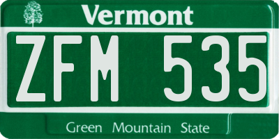 VT license plate ZFM535