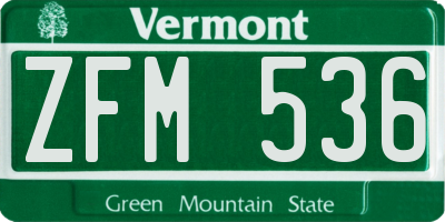 VT license plate ZFM536