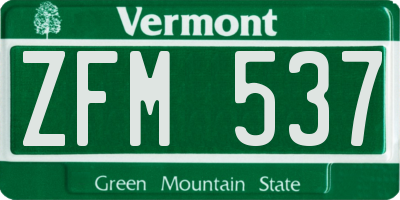 VT license plate ZFM537