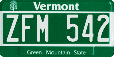 VT license plate ZFM542