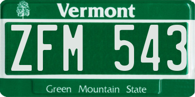 VT license plate ZFM543