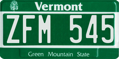 VT license plate ZFM545