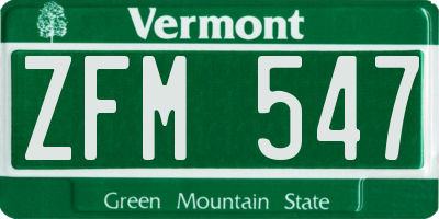 VT license plate ZFM547