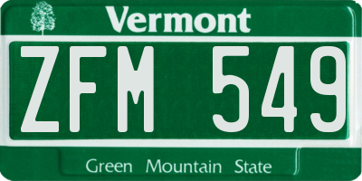 VT license plate ZFM549
