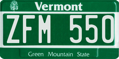 VT license plate ZFM550